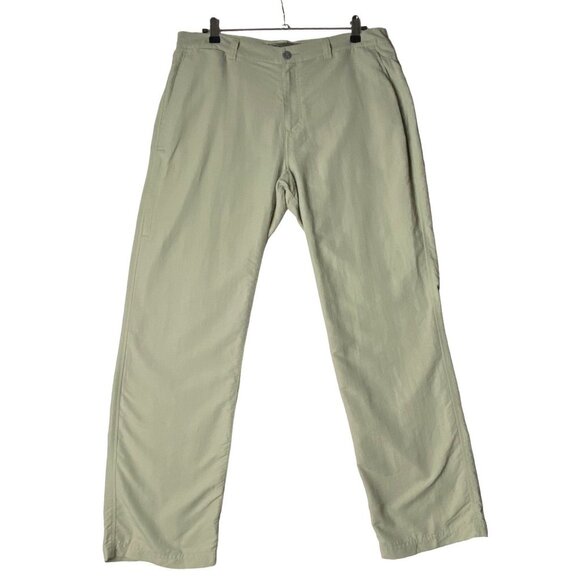 REI Men Green Khaki Nylon Reinforced Hidden Pocket Hiking Adventure Pants 36x32 - Picture 1 of 8